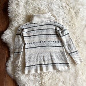 Eddie Bauer Knit Stripe Turtleneck Sweater Wool M